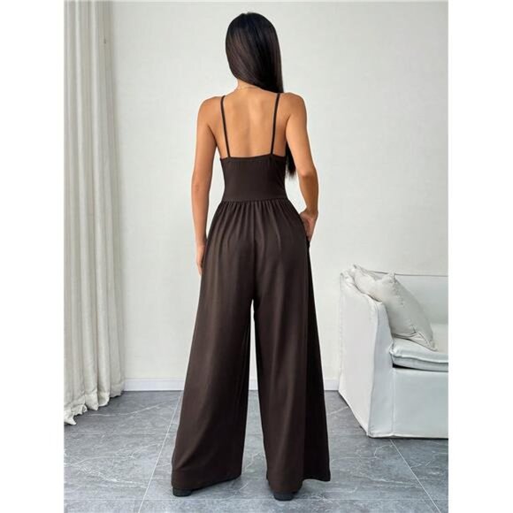 Sexy Spaghetti Strap Wide Leg Jumpsuit - Picture 2 of 6